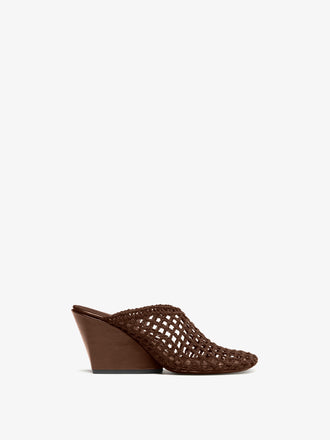 Proenza Schouler Front image of Slant Crochet Mule in Mushroom