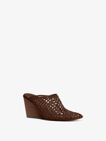 Proenza Schouler 3/4 Front image of Slant Crochet Mule in Mushroom