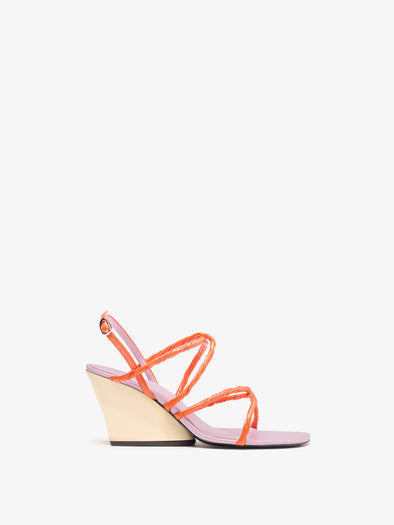Proenza Schouler Front image of Twist Slant Sandals in Marzipan Lilac Flame Combo