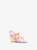 Proenza Schouler 3/4 Front image of Twist Slant Sandals in Marzipan Lilac Flame Combo