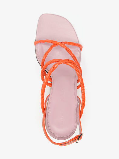 Proenza Schouler Aerial image of Twist Slant Sandals in Marzipan Lilac Flame Combo