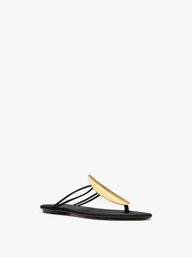 Proenza Schouler 3/4 Front image of Uma Hardware Flat Sandals in Black