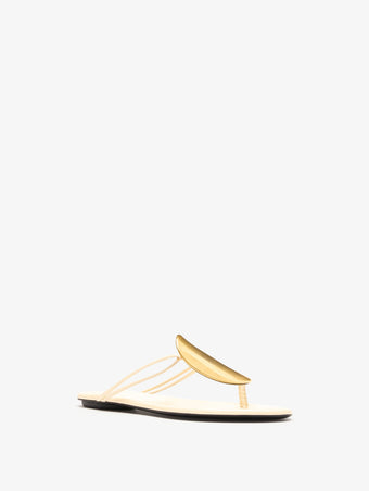 Proenza Schouler 3/4 Front image of Uma Hardware Flat Sandals in Marzipan