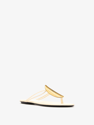 Proenza Schouler 3/4 Front image of Uma Hardware Flat Sandals in Marzipan