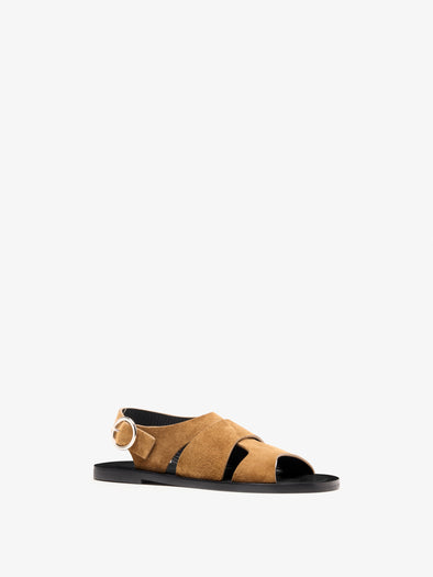 Proenza Schouler 3/4 Front image of Capri Fisherman Sandal in Mushroom