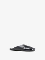 Proenza Schouler 3/4 Front image of Slant Cross Slides In Brushed Calf in Black