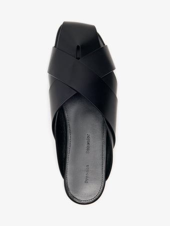 Proenza Schouler Aerial image of Slant Cross Slides In Brushed Calf in Black