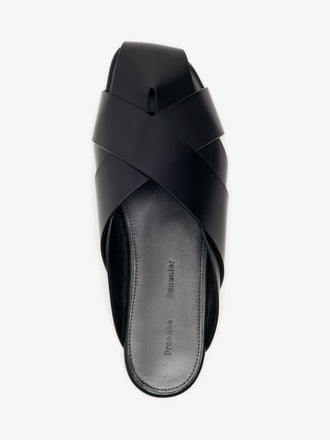 Proenza Schouler Aerial image of Slant Cross Slides In Brushed Calf in Black