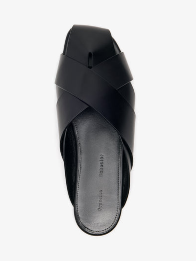 Proenza Schouler Aerial image of Slant Cross Slides In Brushed Calf in Black