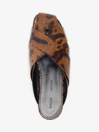 Proenza Schouler Aerial image of Slant Cross Slides In Embossed Python in Ochre Multi