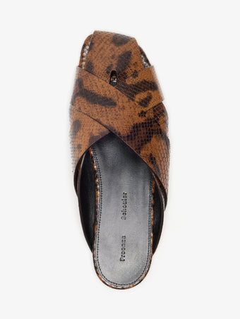 Proenza Schouler Aerial image of Slant Cross Slides In Embossed Python in Ochre Multi