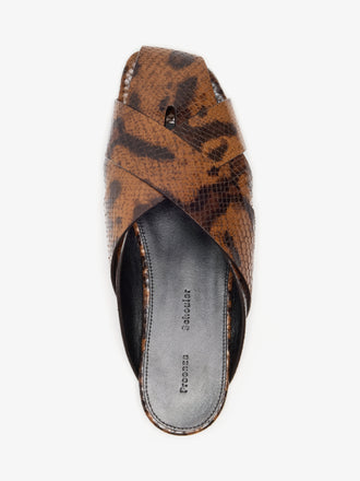 Proenza Schouler Aerial image of Slant Cross Slides In Embossed Python in Ochre Multi