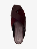 Proenza Schouler Aerial image of Slant Cross Slides In Brushed Callf And Calfsuede in Merlot