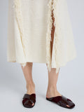 Proenza Schouler Image of model wearing Slant Cross Slides In Brushed Callf And Calfsuede in Merlot