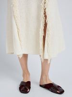 Proenza Schouler Image of model wearing Slant Cross Slides In Brushed Callf And Calfsuede in Merlot