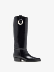 Proenza Schouler Front image of Bronco Grommet Knee High Boots in Black