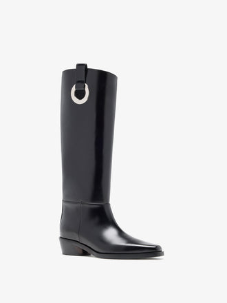 Proenza Schouler 3/4 Front image of Bronco Grommet Knee High Boots in Black