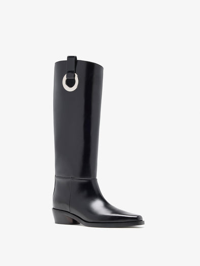 Proenza Schouler 3/4 Front image of Bronco Grommet Knee High Boots in Black