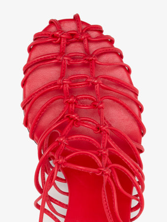Proenza Schouler Aerial image of Tee Knot Sandals In Nappa in Scarlet
