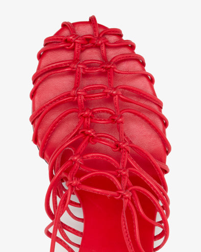 Proenza Schouler Aerial image of Tee Knot Sandals In Nappa in Scarlet