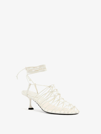 Proenza Schouler Still Life 3/4 Image of Tee Knot Sandals in Nappa in White