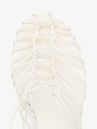 Proenza Schouler Still Life Aerial Image of Tee Knot Sandals in Nappa in White