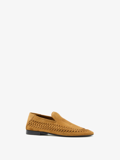 Proenza Schouler 3/4 Front image of Whip Loafers In Calfsuede in Desert
