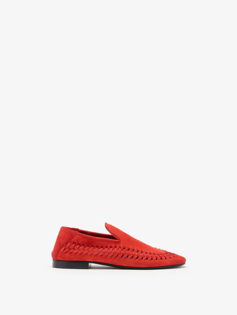 Proenza Schouler Front image of Whip Loafers In Calfsuede in Scarlet