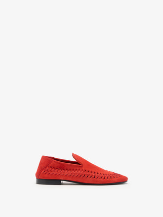 Proenza Schouler Front image of Whip Loafers In Calfsuede in Scarlet