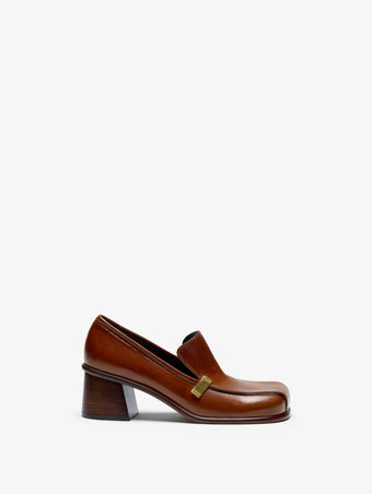 Proenza Schouler Front image of Esme Loafer in Nappa Latex in Cuoio