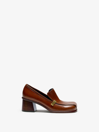 Proenza Schouler Front image of Esme Loafer in Nappa Latex in Cuoio