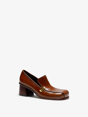 Proenza Schouler 3/4 Front image of Esme Loafer in Nappa Latex in Cuoio