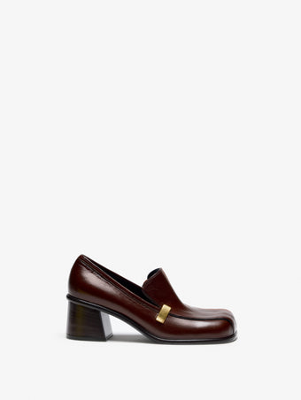 Proenza Schouler Front image of Esme Loafer in Nappa Latex in Umber