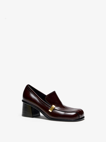 Proenza Schouler 3/4 Front image of Esme Loafer in Nappa Latex in Umber