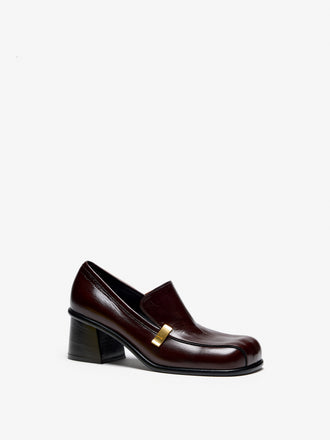 Proenza Schouler 3/4 Front image of Esme Loafer in Nappa Latex in Umber