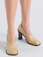 Proenza Schouler Image of model wearing Esme 90MM Pump in Eel in Ivory
