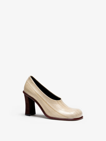 Proenza Schouler 3/4 Front image of Esme 90MM Pump in Eel in Ivory