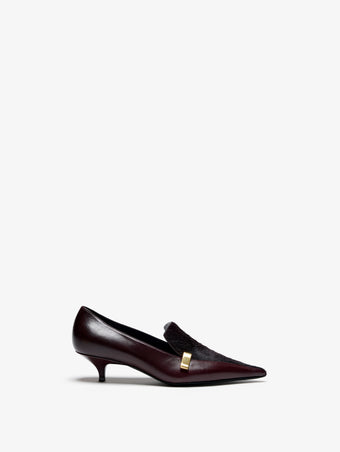 Proenza Schouler Front image of Slash Loafer In Haircalf Combo in Oxblood