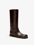 Proenza Schouler Still Life Image of Side View of Esme Boot in Shiny Calf in Umber