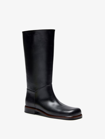 Proenza Schouler 3/4 Front image of Esme Boot in Shiny Calf in Black