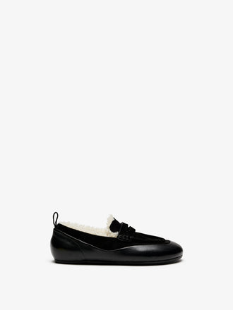 Proenza Schouler Front image of Arcadia Shearling Loafer in Black