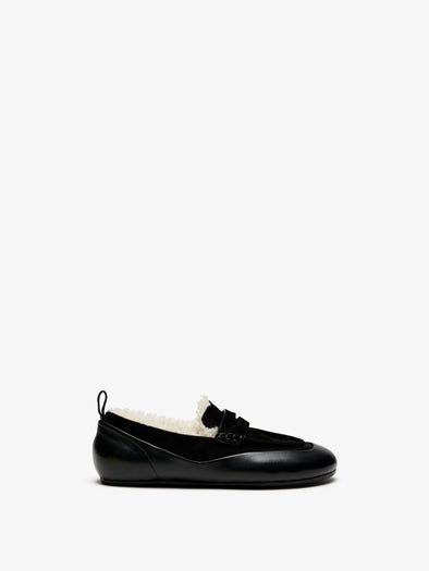 Proenza Schouler Front image of Arcadia Shearling Loafer in Black