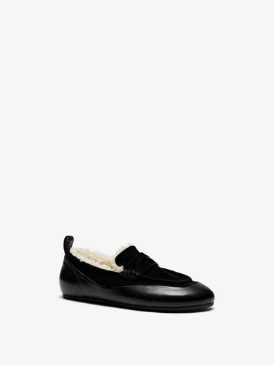 Proenza Schouler 3/4 Front image of Arcadia Shearling Loafer in Black