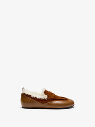 Proenza Schouler Front image of Arcadia Shearling Loafer in Cuoio
