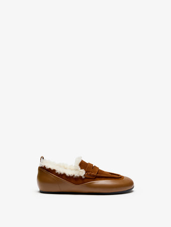 Proenza Schouler Front image of Arcadia Shearling Loafer in Cuoio