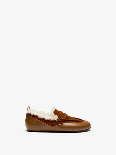 Proenza Schouler Front image of Arcadia Shearling Loafer in Cuoio