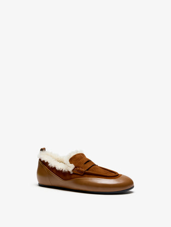 Proenza Schouler 3/4 Front image of Arcadia Shearling Loafer in Cuoio