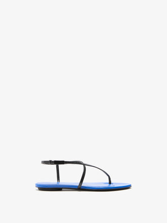 Proenza Schouler Front image of Uma Slide Flat Sandals in Black  Cobalt Combo