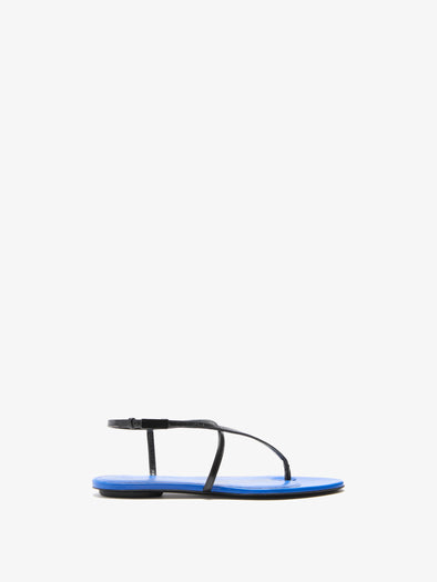 Proenza Schouler Front image of Uma Slide Flat Sandals in Black  Cobalt Combo