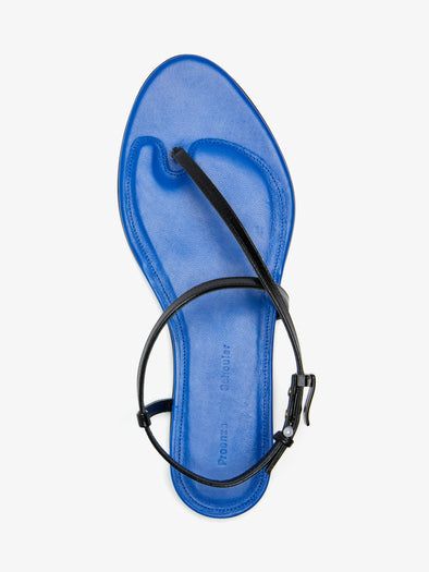 Proenza Schouler Aerial image of Uma Slide Flat Sandals in Black  Cobalt Combo